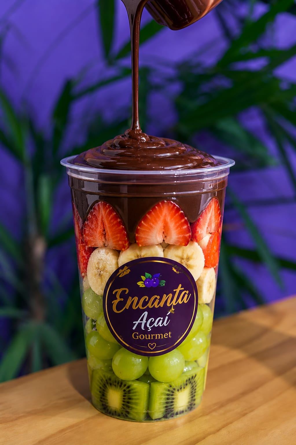 Fondue de frutas com chocolate