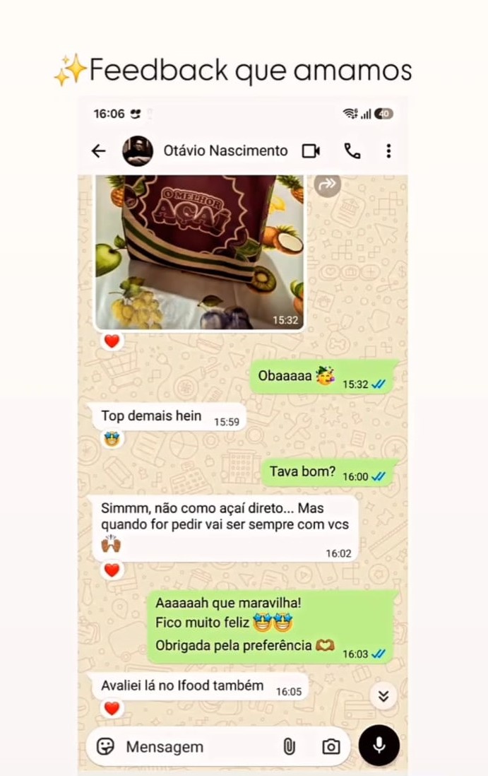 Feedback de cliente no WhatsApp